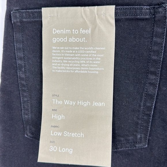 NEW EVERLANE Way-High Jean High-Rise Straight Leg Frayed Hem Coal Black Size 30L - Picture 10 of 14